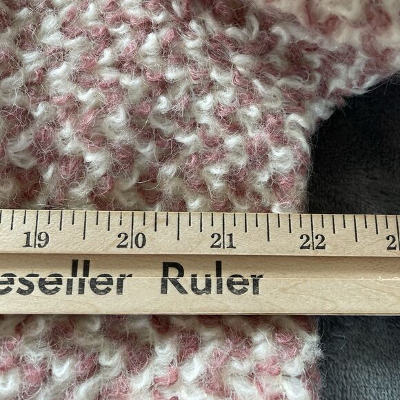 Vintage 80s MJ Seattle Coat Womens Small Pink Check Belted Knit Boucle Mohair - Picture 7 of 10